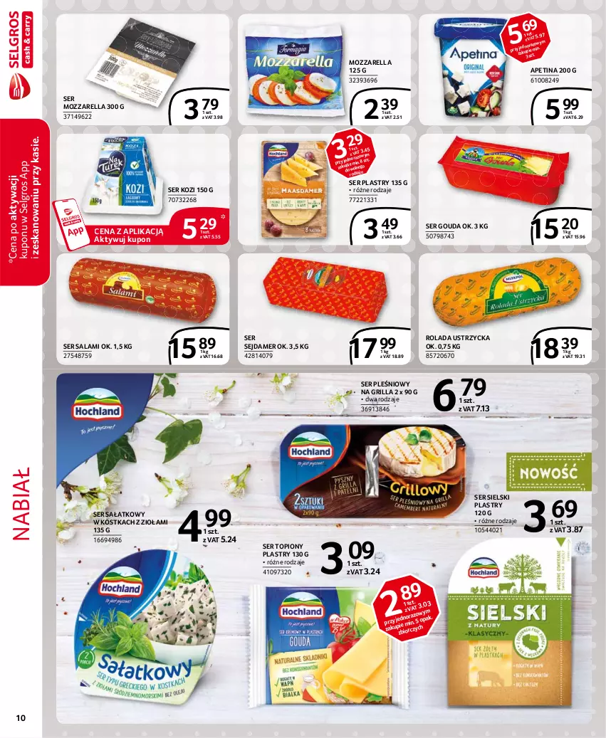 Gazetka promocyjna Selgros - Extra Oferta - ważna 01.04 do 30.04.2021 - strona 10 - produkty: Gouda, Grill, LG, Mozzarella, Rolada, Rolada Ustrzycka, Salami, Sałat, Sejdamer, Ser, Ser kozi, Ser pleśniowy, Ser salami, Ser topiony, Top