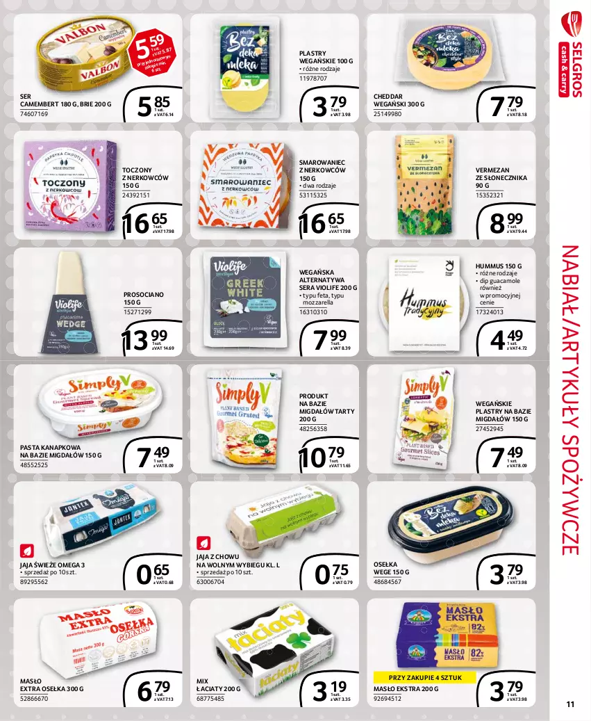 Gazetka promocyjna Selgros - Extra Oferta - ważna 01.04 do 30.04.2021 - strona 11 - produkty: Amol, Artykuły spożywcze, Brie, Camembert, Cheddar, Feta, Hummus, Jaja, Masło, Mozzarella, Mus, Ser