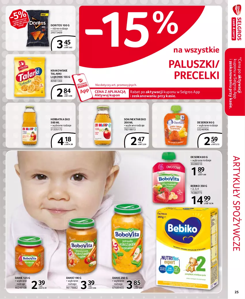 Gazetka promocyjna Selgros - Extra Oferta - ważna 01.04 do 30.04.2021 - strona 25 - produkty: Artykuły spożywcze, Bebiko, Deser, Lajkonik, LG, Nektar, Precelki, Ser, Serek, Sok