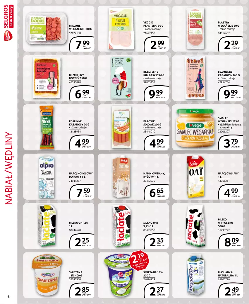 Gazetka promocyjna Selgros - Extra Oferta - ważna 01.04 do 30.04.2021 - strona 6 - produkty: Boczek, Kabanos, Kokos, Maślanka, Mleko, Mleko w proszku, Napój, Parówki, Plasterki, Roślinne kabanosy, Ryż, Smalec