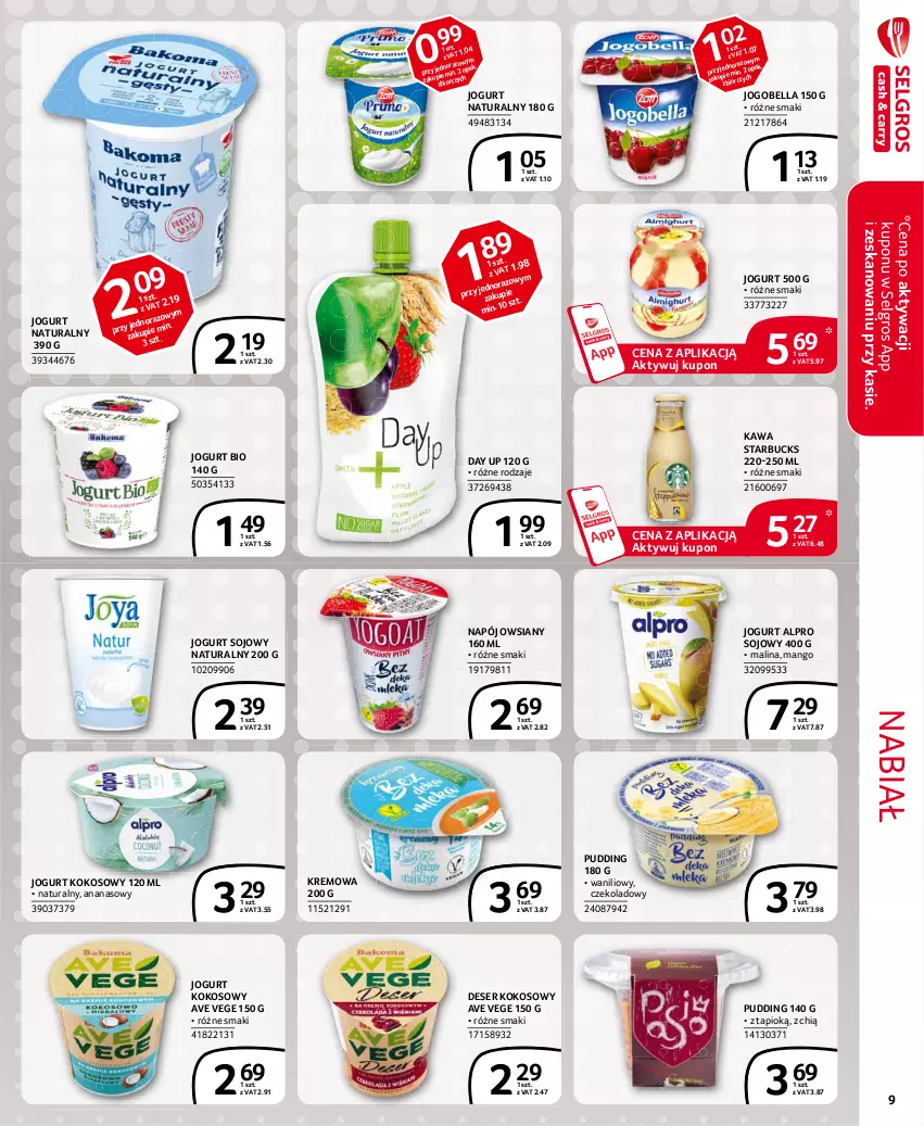 Gazetka promocyjna Selgros - Extra Oferta - ważna 01.04 do 30.04.2021 - strona 9 - produkty: Alpro, Ananas, Bell, Bella, Deser, Jogobella, Jogurt, Jogurt bio, Jogurt naturalny, Kawa, Kokos, LG, Mango, Napój, Pudding, Ser