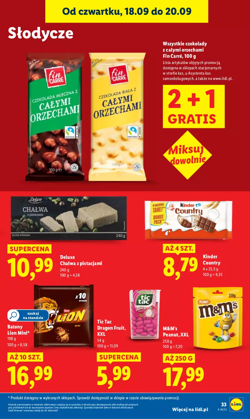 Gazetka promocyjna Lidl - GAZETKA - ważna 18.09 do 20.09.2025 - strona 39 - produkty: Baton, Chałwa, Gra, Kinder, Lion