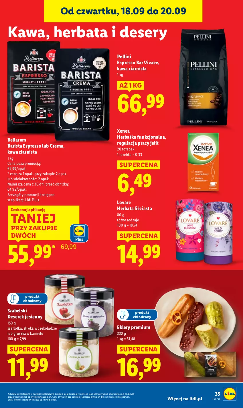 Gazetka promocyjna Lidl - GAZETKA - ważna 18.09 do 20.09.2025 - strona 41 - produkty: Bell, Bella, Deser, Herbata, Kawa, Kawa ziarnista, Ser, Serek, Szarlotka, Torebka
