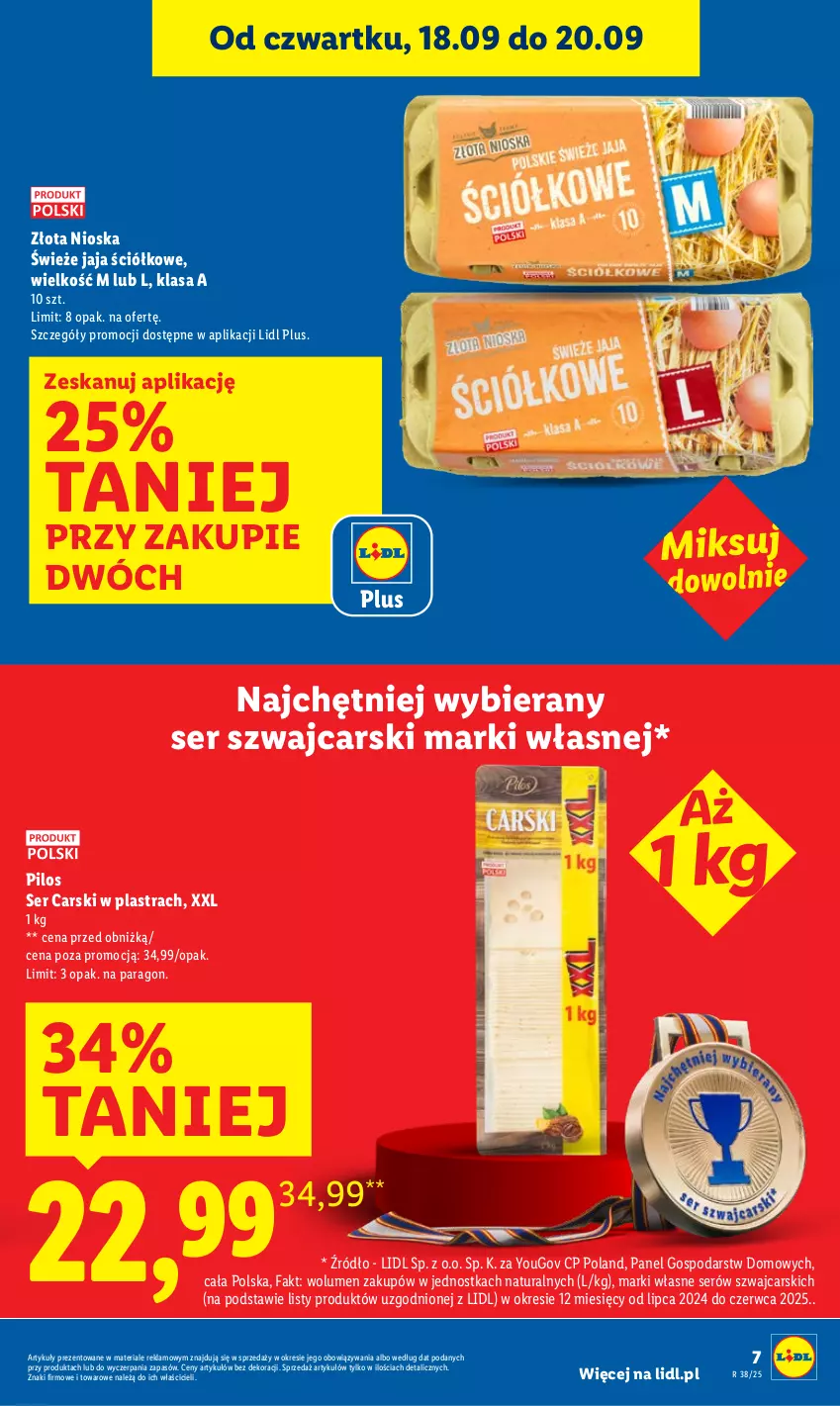 Gazetka promocyjna Lidl - GAZETKA - ważna 18.09 do 20.09.2025 - strona 7 - produkty: Cars, Fa, Jaja, Pilos, Ser