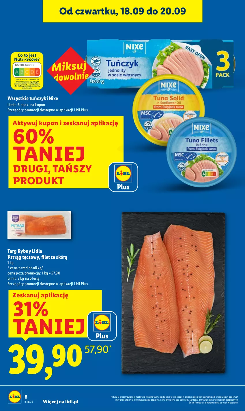 Gazetka promocyjna Lidl - GAZETKA - ważna 18.09 do 20.09.2025 - strona 8 - produkty: Pstrąg, Pstrąg tęczowy, Tuńczyk, Wazon