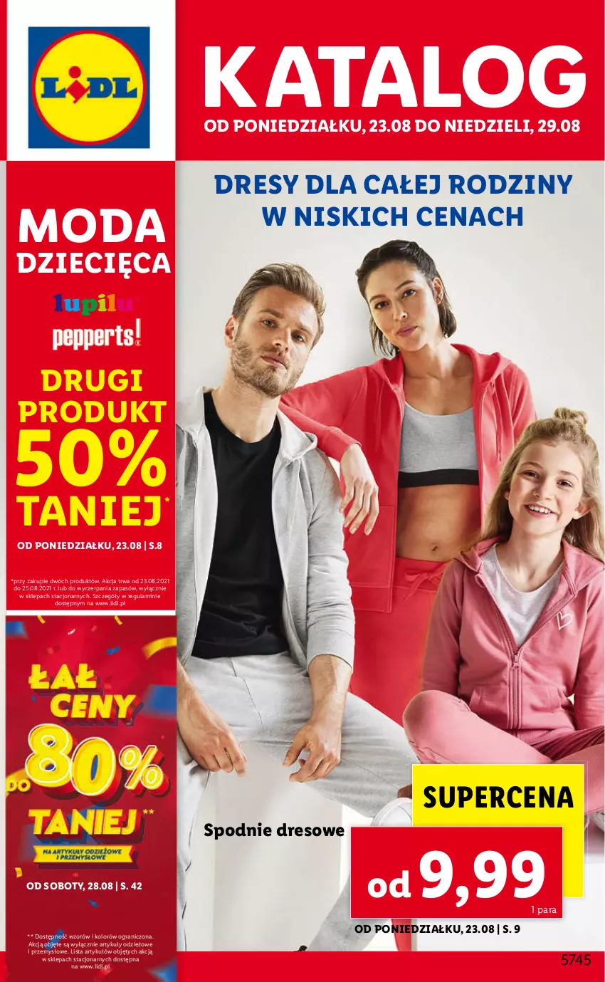 Gazetka promocyjna Lidl - GAZETKA - ważna 23.08 do 29.08.2021 - strona 1 - produkty: Dres, Dzieci, Gra, Moda, Spodnie, Spodnie dresowe