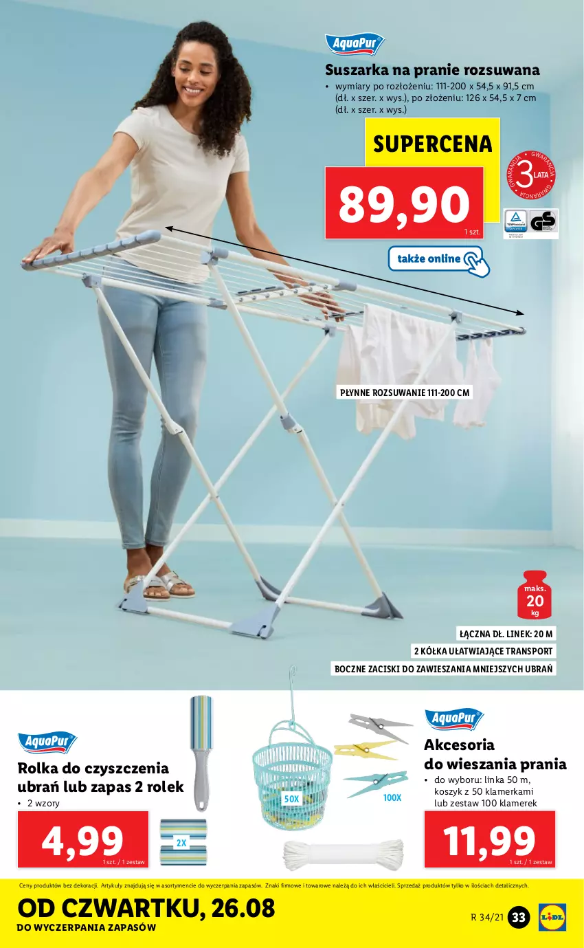 Gazetka promocyjna Lidl - GAZETKA - ważna 23.08 do 29.08.2021 - strona 33 - produkty: Inka, Kosz, Por, Sport, Suszarka, Suszarka na pranie, Tran