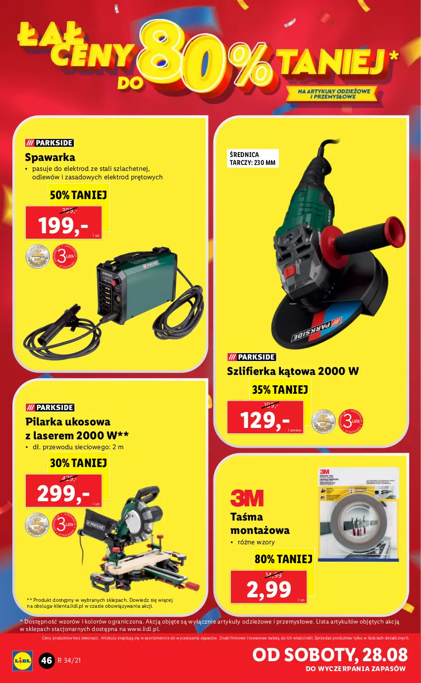 Gazetka promocyjna Lidl - GAZETKA - ważna 23.08 do 29.08.2021 - strona 46 - produkty: Gra, Pilarka ukosowa, Ser, Szlifierka, Szlifierka kątowa, Taśma montażowa, Warka