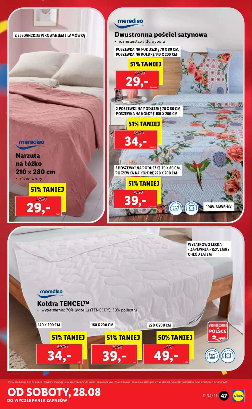 Gazetka promocyjna Lidl - GAZETKA - ważna 23.08 do 29.08.2021 - strona 47 - produkty: Kołdra, Narzuta, Pościel, Poszewka