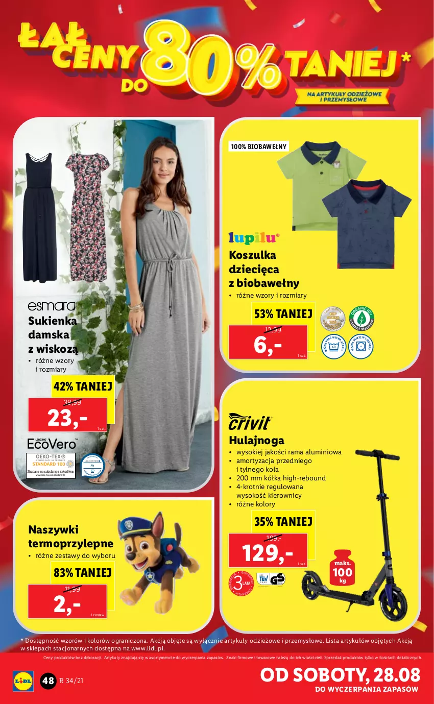 Gazetka promocyjna Lidl - GAZETKA - ważna 23.08 do 29.08.2021 - strona 48 - produkty: Control, Dzieci, Gra, Hulajnoga, Kosz, Koszulka, Mop, Rama, Sok, Sukienka