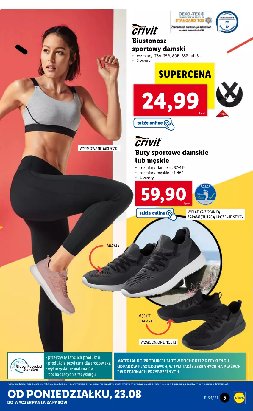 Gazetka promocyjna Lidl - GAZETKA - ważna 23.08 do 29.08.2021 - strona 5 - produkty: Biustonosz, Buty, Por, Sport, Top