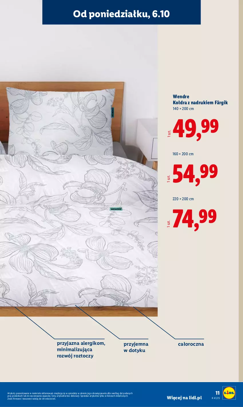 Gazetka promocyjna Lidl - GAZETKA - ważna 06.10 do 11.10.2025 - strona 11 - produkty: Kołdra