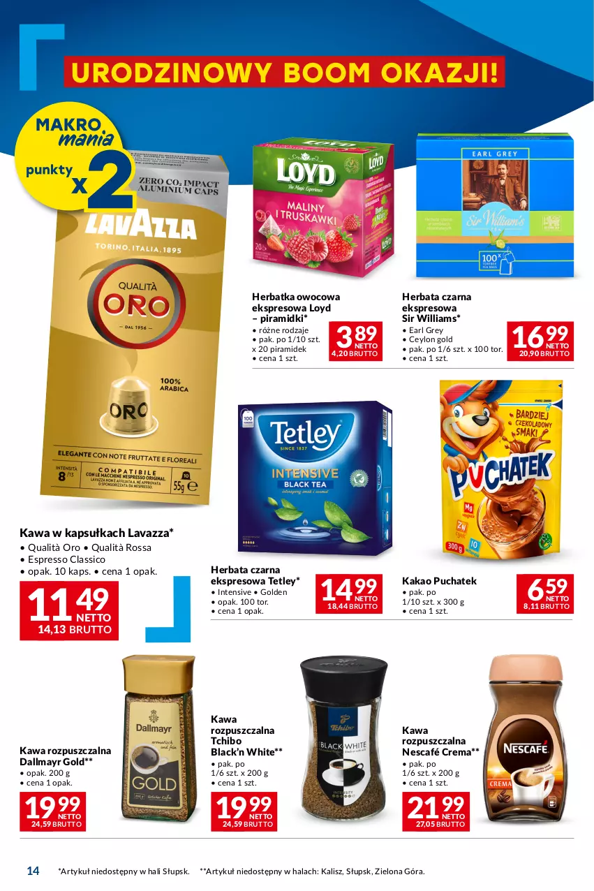 Gazetka promocyjna Makro - Oferta dla Twojego biznesu - ważna 05.03 do 18.03.2024 - strona 14 - produkty: Dallmayr, Earl Grey, Herbata, Herbata czarna, Iams, Kakao, Kawa, Kawa rozpuszczalna, Lack, Lavazza, Loyd, Nescafé, Tchibo, Tetley