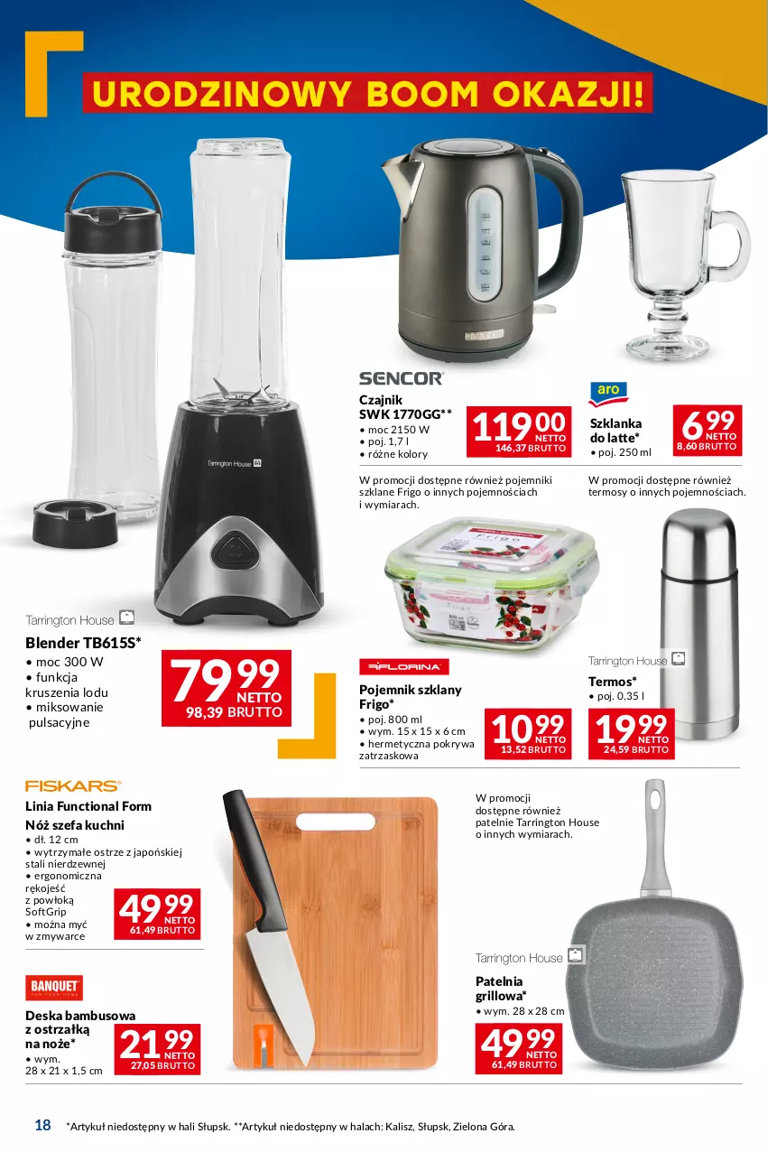 Gazetka promocyjna Makro - Oferta dla Twojego biznesu - ważna 05.03 do 18.03.2024 - strona 18 - produkty: Blender, Czajnik, Fa, Grill, Noż, Nóż szefa kuchni, Patelnia, Patelnia grillowa, Pojemnik, Pojemnik szklany, Pokrywa, Szklanka, Termos