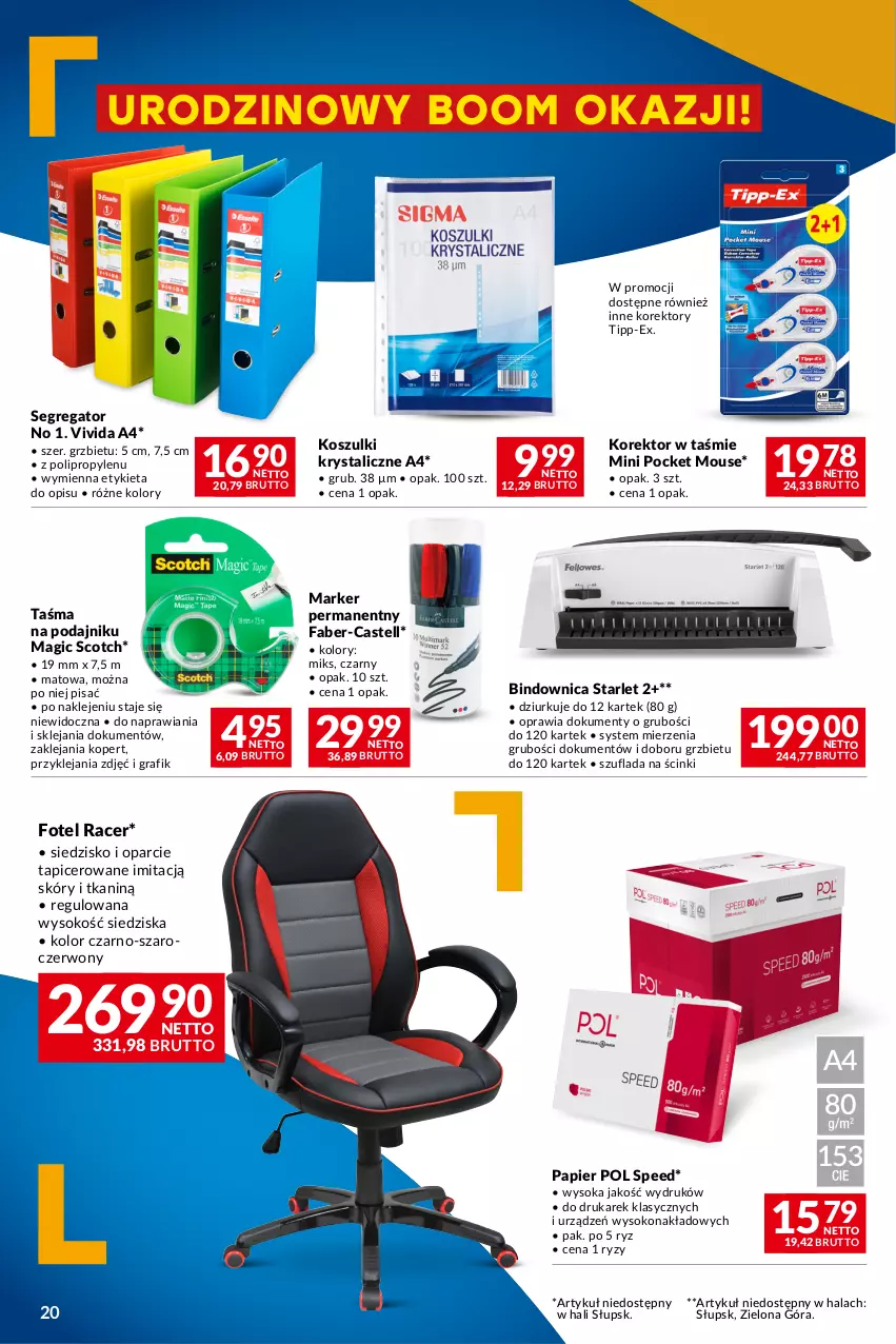 Gazetka promocyjna Makro - Oferta dla Twojego biznesu - ważna 05.03 do 18.03.2024 - strona 20 - produkty: Acer, Fa, Fotel, Gra, Klej, Kosz, Marker, Papier, Siedzisko, Sok