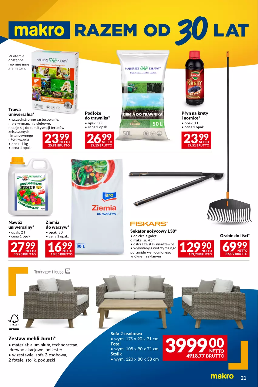 Gazetka promocyjna Makro - Oferta dla Twojego biznesu - ważna 05.03 do 18.03.2024 - strona 21 - produkty: Fa, Fotel, Gra, Kret, Nawóz, Noż, Rama, Sekator, Sofa, Sofa 2-osobowa, Stolik