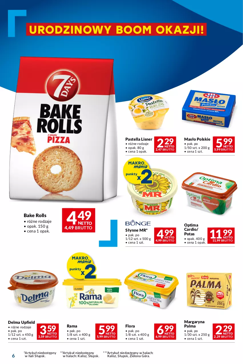 Gazetka promocyjna Makro - Oferta dla Twojego biznesu - ważna 05.03 do 18.03.2024 - strona 6 - produkty: Bake Rolls, Delma, Flora, Lisner, Margaryna, Masło, Optima, Optima Cardio, Palma, Pastella, Rama, Słynne