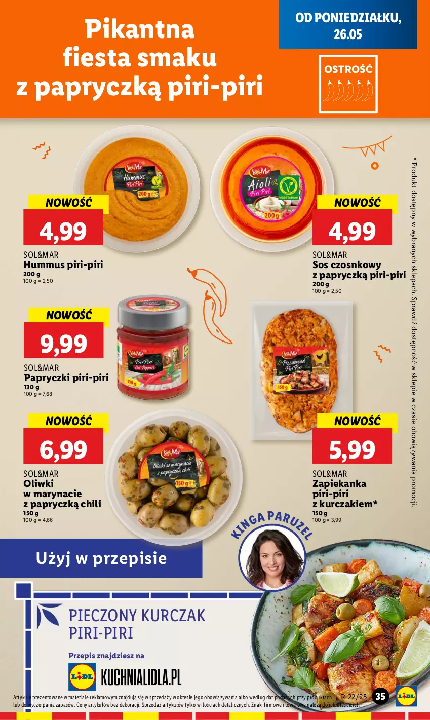 Gazetka promocyjna Lidl - GAZETKA - ważna 26.05 do 28.05.2025 - strona 39 - produkty: Hummus, Kurczak, Mus, Oliwki, Papryczki piri-piri, Piec, Sos, Sos czosnkowy, Zapiekanka