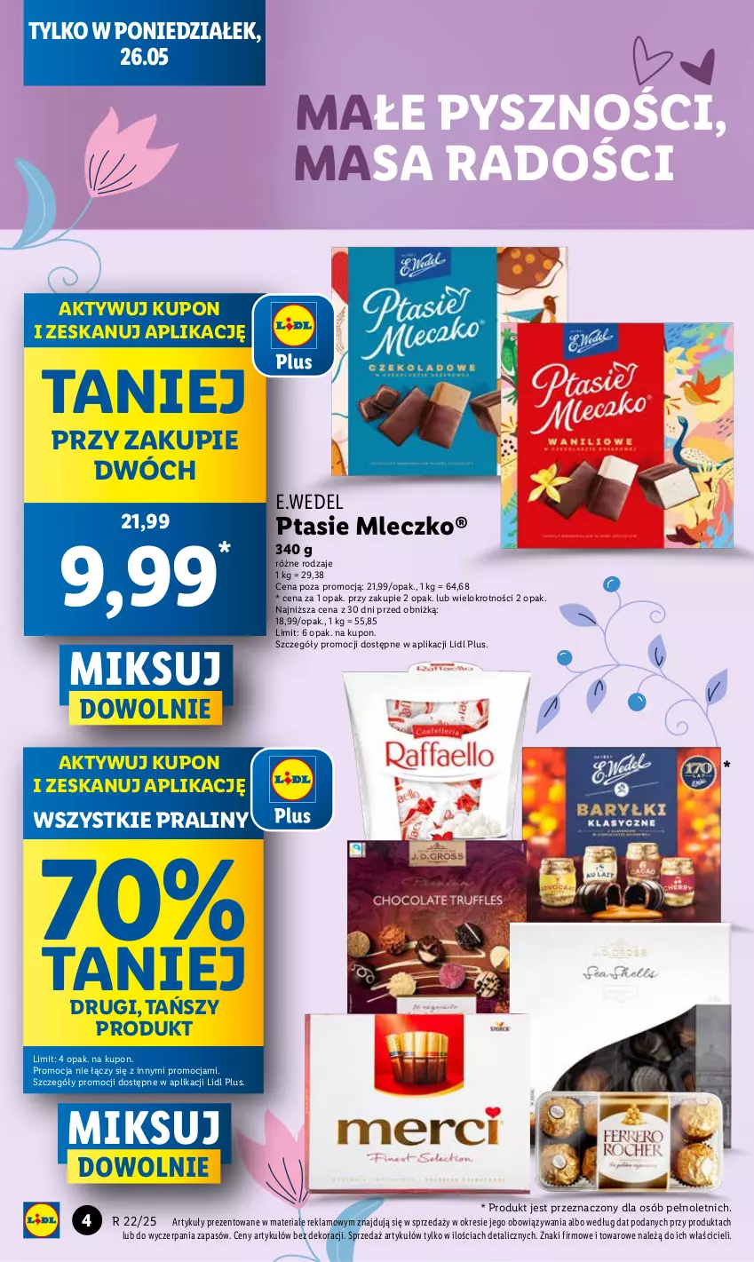 Gazetka promocyjna Lidl - GAZETKA - ważna 26.05 do 28.05.2025 - strona 4 - produkty: Mleczko, Praliny, Ptasie mleczko