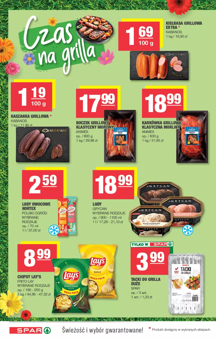 Gazetka promocyjna Spar - Spar - ważna 15.06 do 25.06.2025 - strona 6 - produkty: Chipsy, Grill, Gry, Hortex, Kabanos, Kiełbasa, Lody, Morliny, Ogród