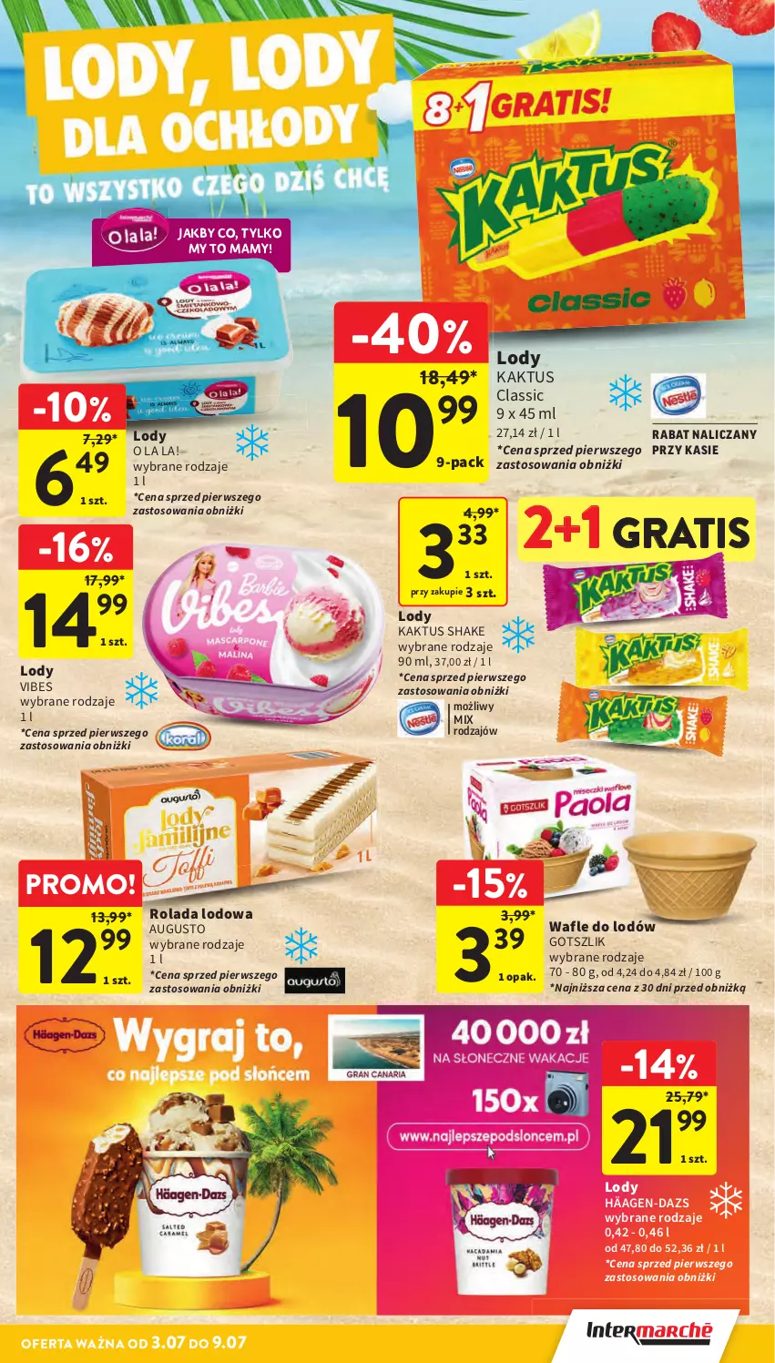 Gazetka promocyjna Intermarche - Gazetka Intermarche - ważna 03.07 do 09.07.2025 - strona 23 - produkty: Gra, Kaktus, Lody, Rolada, Wafle, Wafle do lodów