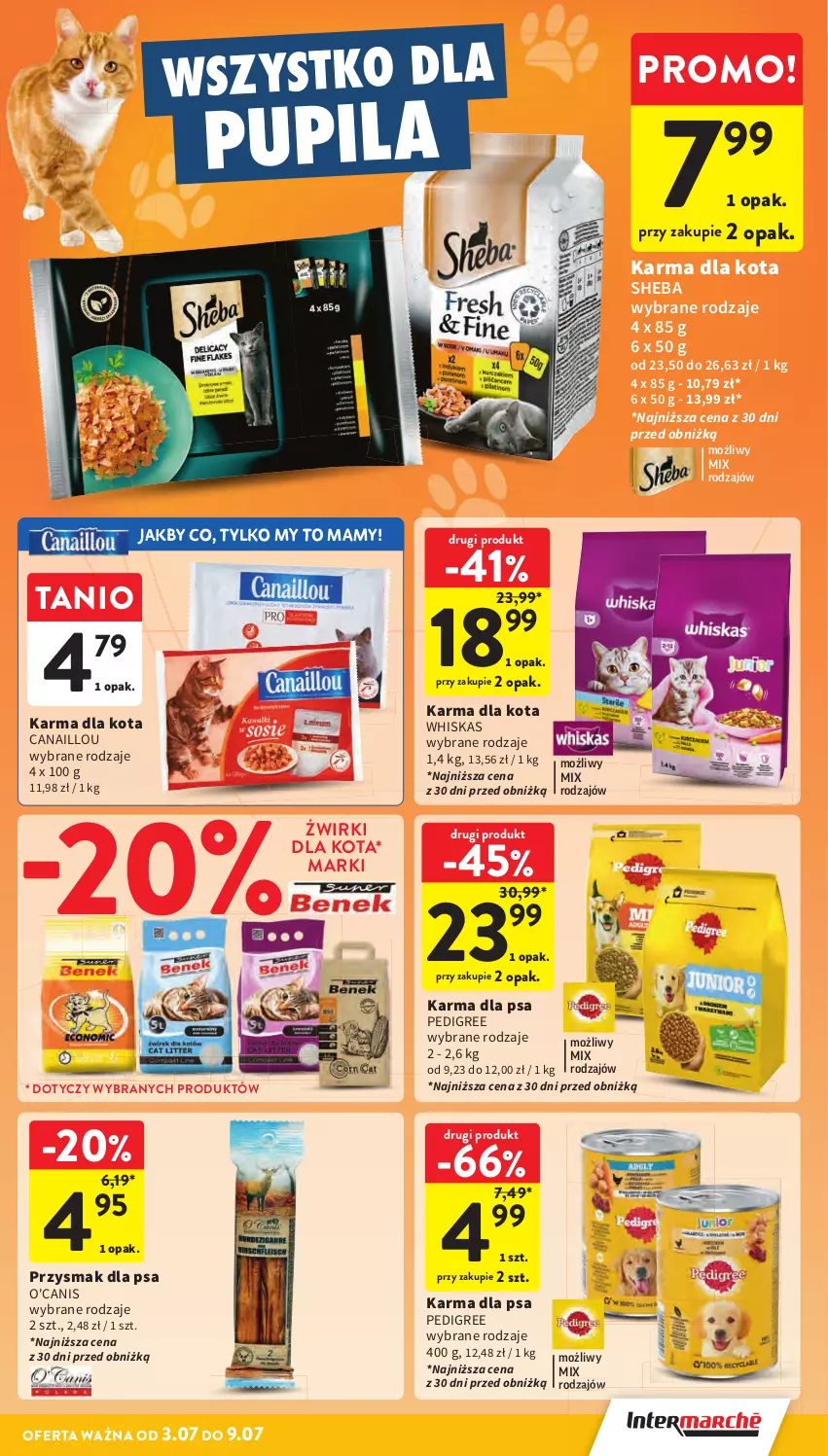 Gazetka promocyjna Intermarche - Gazetka Intermarche - ważna 03.07 do 09.07.2025 - strona 27 - produkty: Canaillou, Pedigree, Przysmak dla psa, Sheba, Whiskas