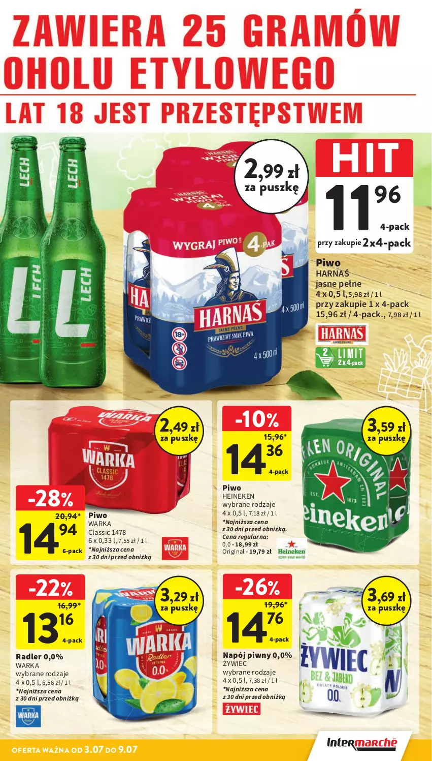 Gazetka promocyjna Intermarche - Gazetka Intermarche - ważna 03.07 do 09.07.2025 - strona 33 - produkty: Gin, Harnaś, Heineken, Napój, Piwo, Radler, Warka