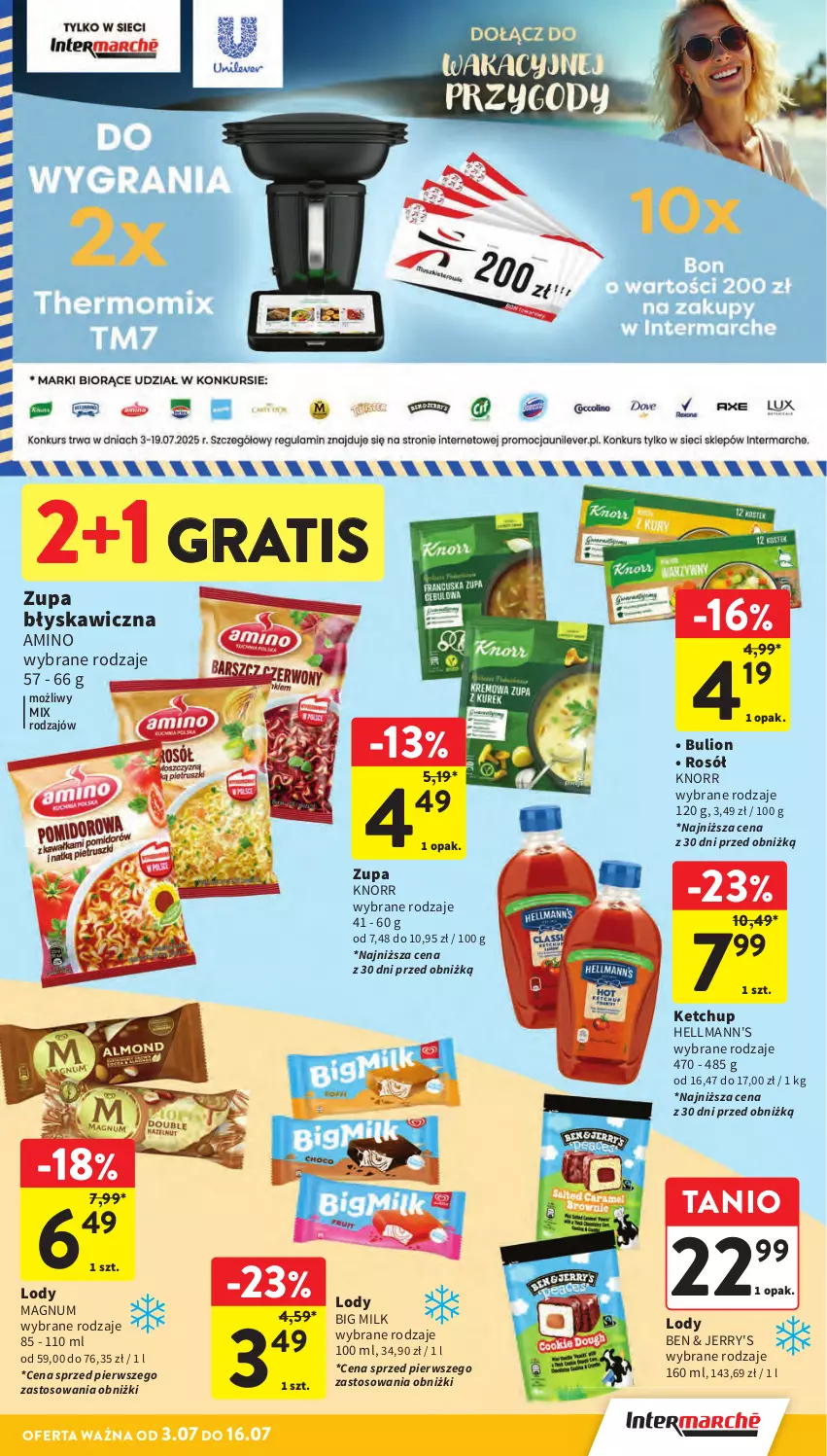 Gazetka promocyjna Intermarche - Gazetka Intermarche - ważna 03.07 do 09.07.2025 - strona 37 - produkty: Big Milk, Bulion, Gra, Ketchup, Knorr, Lion, Lody, Rosół, Zupa