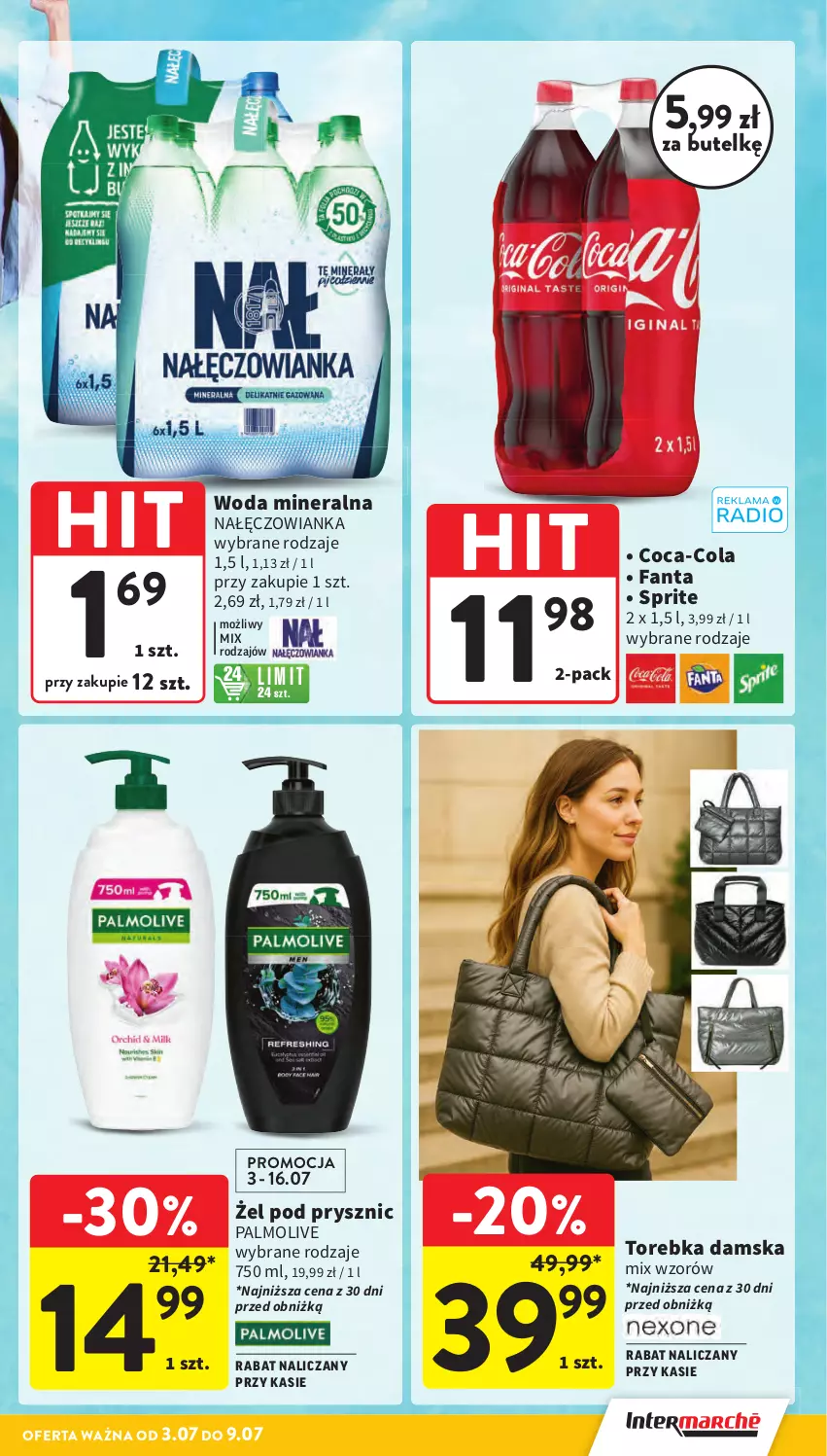 Gazetka promocyjna Intermarche - Gazetka Intermarche - ważna 03.07 do 09.07.2025 - strona 7 - produkty: Coca-Cola, Fa, Fanta, Nałęczowianka, Palmolive, Sprite, Torebka, Woda, Woda mineralna