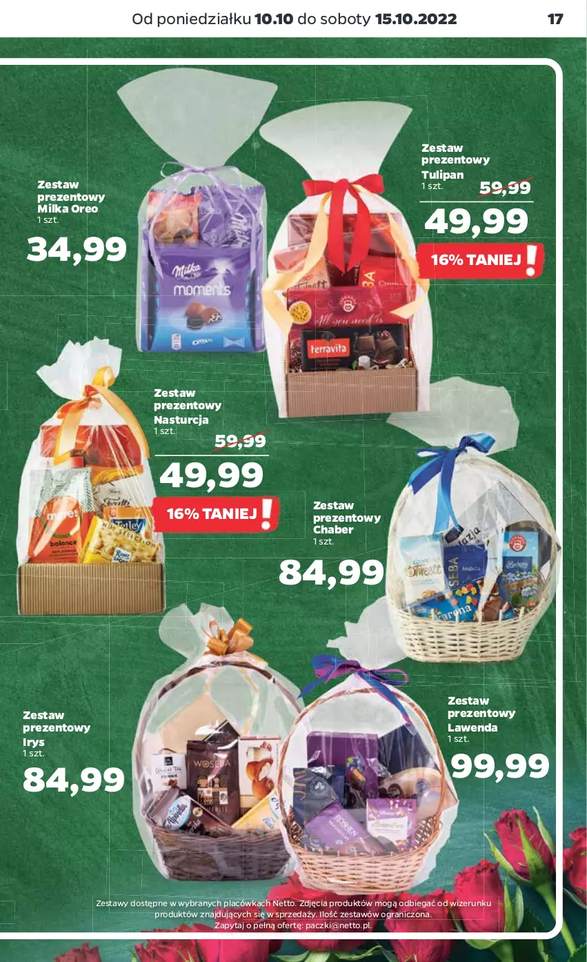 Gazetka promocyjna Netto - Artykuły spożywcze - ważna 10.10 do 15.10.2022 - strona 17 - produkty: Gra, Milka, Oreo, Tulipan, Zestaw prezentowy