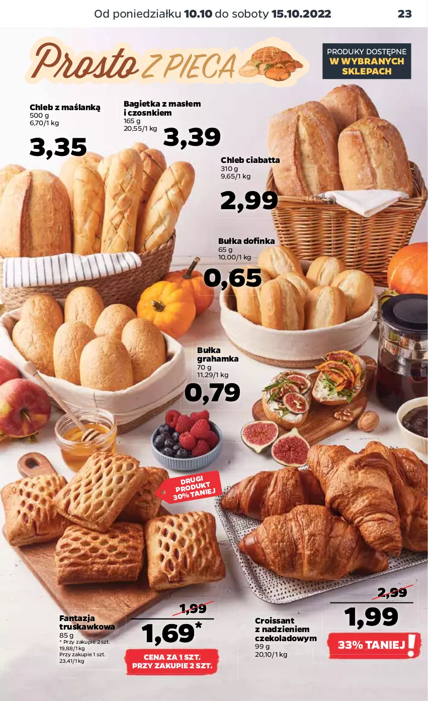 Gazetka promocyjna Netto - Artykuły spożywcze - ważna 10.10 do 15.10.2022 - strona 23 - produkty: Bagietka, Bułka, Bułka grahamka, Chleb, Ciabatta, Croissant, Fa, Fanta, Gra, Inka