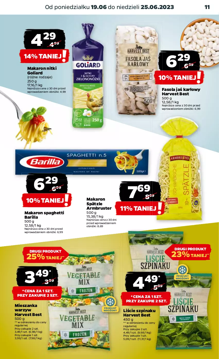 Gazetka promocyjna Netto - Artykuły spożywcze - ważna 19.06 do 25.06.2023 - strona 11 - produkty: Barilla, Fa, Fasola, Goliard, Makaron, Mieszanka warzyw, Rust, Spaghetti, Szpinak