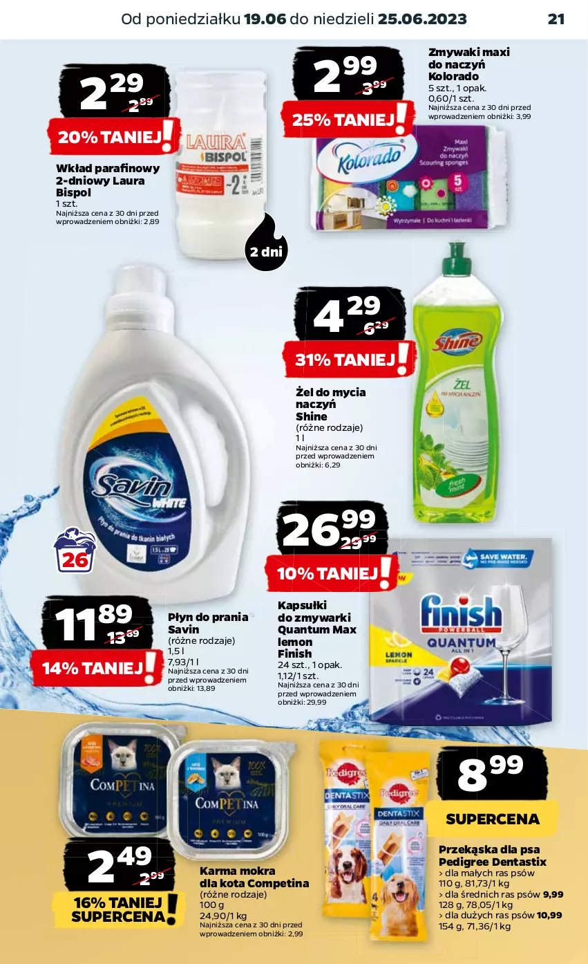 Gazetka promocyjna Netto - Artykuły spożywcze - ważna 19.06 do 25.06.2023 - strona 21 - produkty: Do mycia naczyń, Finish, Kolorado, Laur, Pedigree, Płyn do prania, Zmywarki