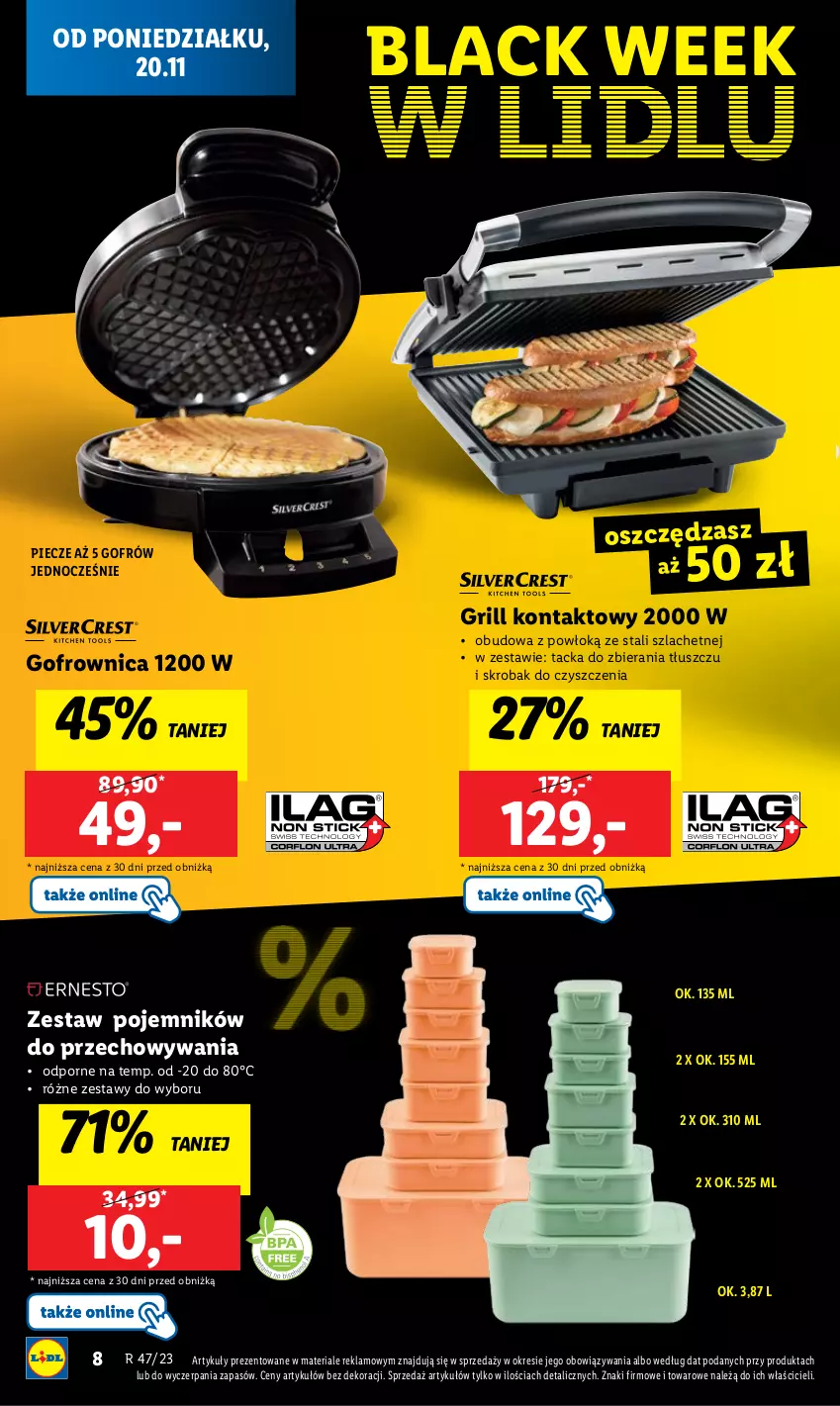 Gazetka promocyjna Lidl - GAZETKA - ważna 20.11 do 25.11.2023 - strona 10 - produkty: Gofrownica, Grill, Grill kontaktowy, Lack, Piec, Pojemnik, Por