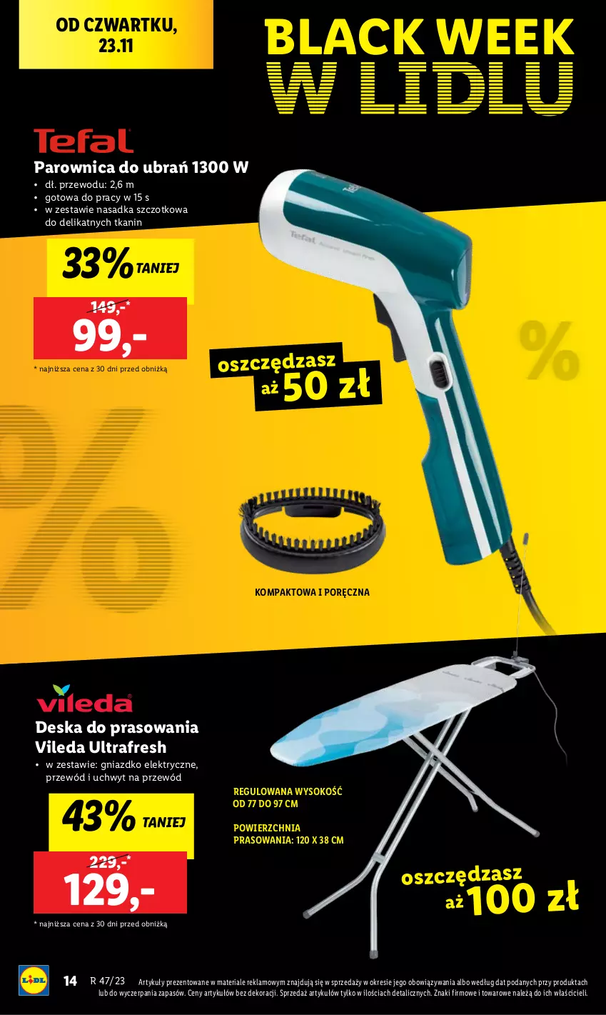 Gazetka promocyjna Lidl - GAZETKA - ważna 20.11 do 25.11.2023 - strona 16 - produkty: Deska do prasowania, Lack, Parownica, Por, Przewód, Sok, Vileda