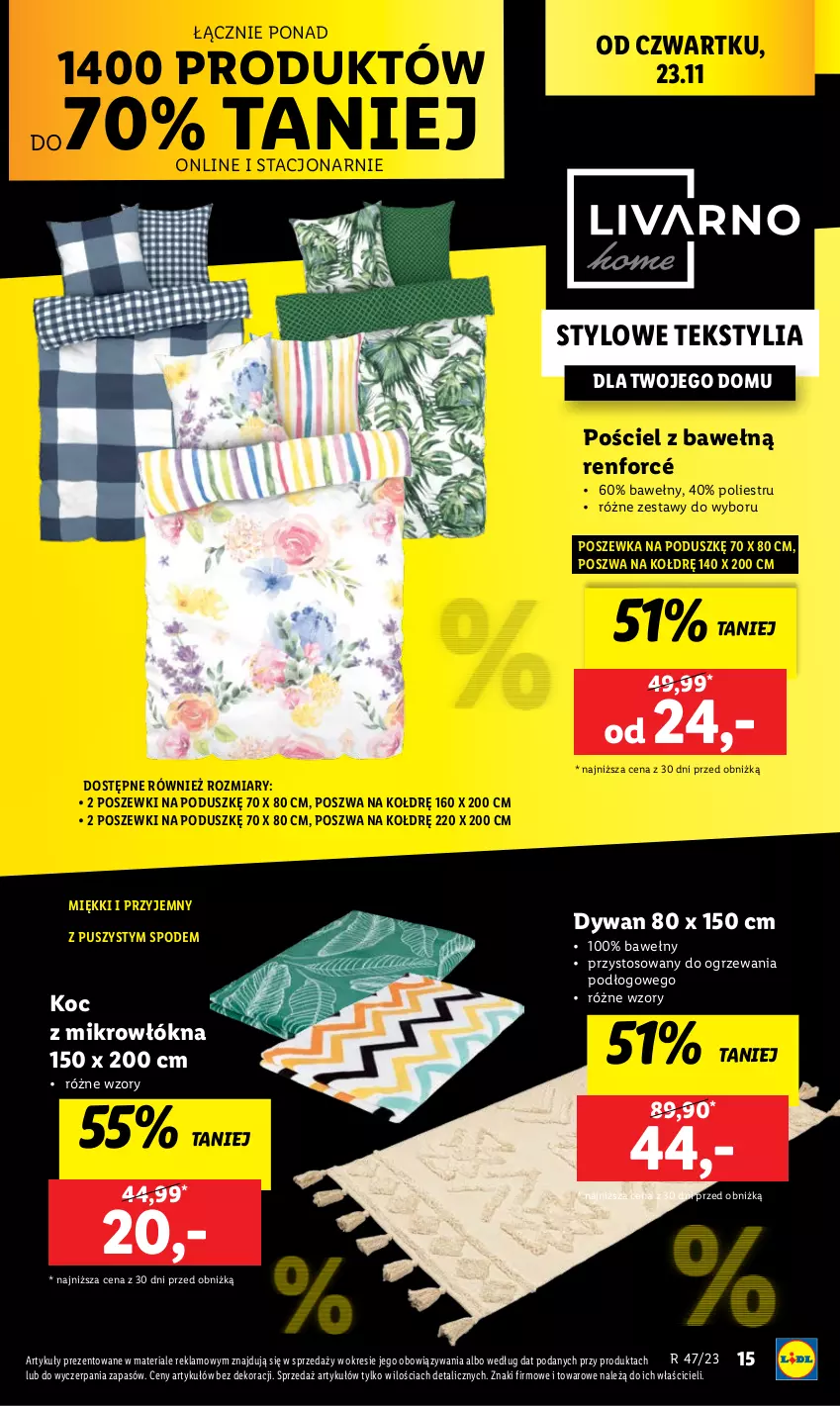 Gazetka promocyjna Lidl - GAZETKA - ważna 20.11 do 25.11.2023 - strona 17 - produkty: Dywan, Koc, Pościel, Poszewka