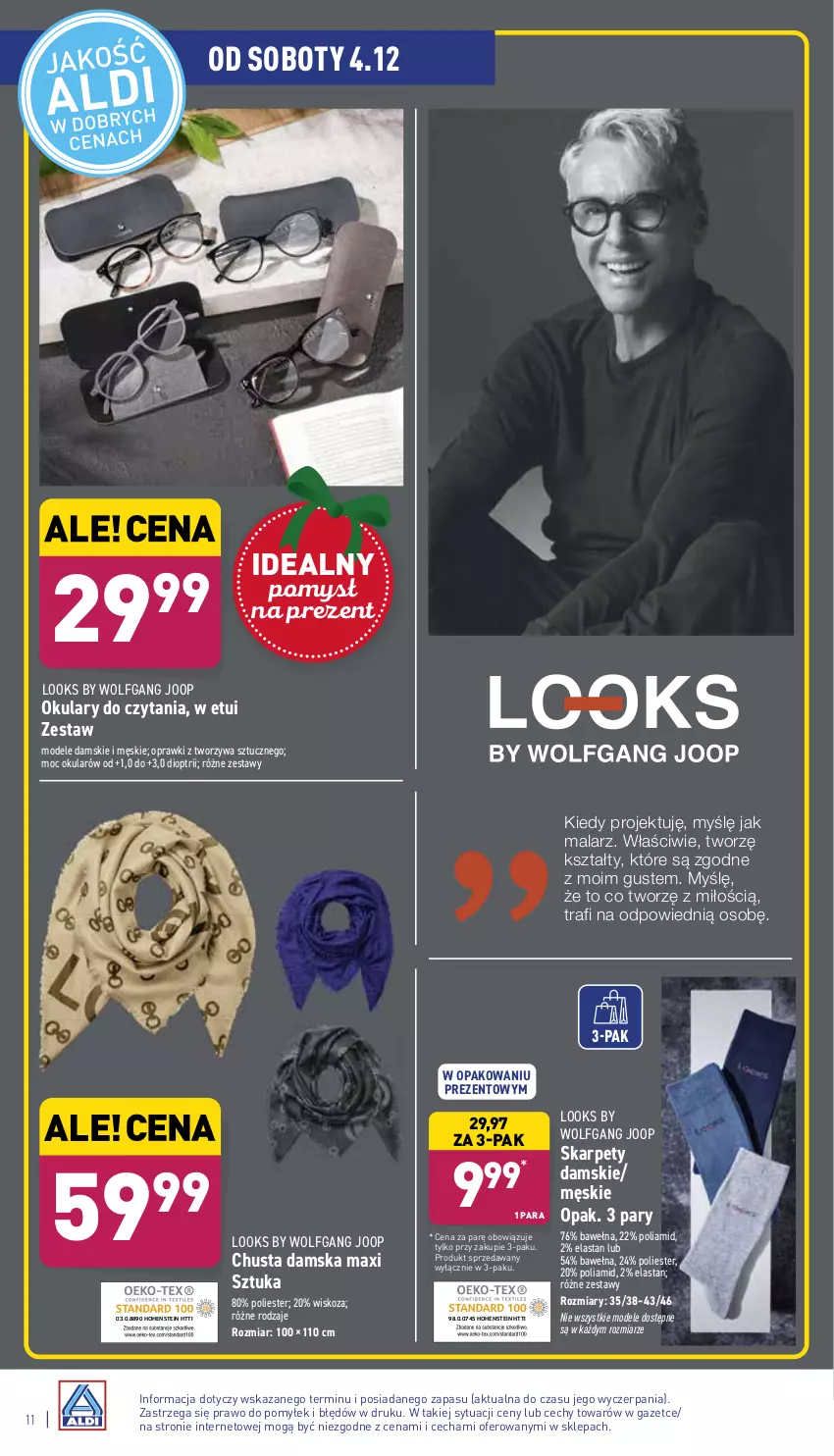 Gazetka promocyjna Aldi - Katalog Moda i Dom - ważna 01.12 do 04.12.2021 - strona 11 - produkty: Chusta, Karp, Okulary do czytania, Wełna