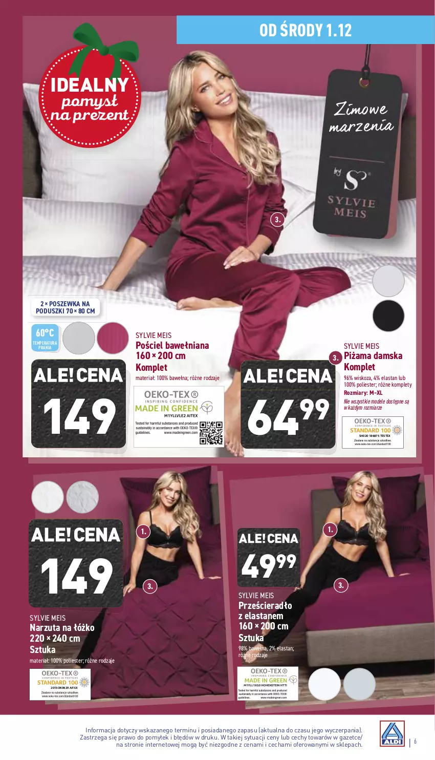 Gazetka promocyjna Aldi - Katalog Moda i Dom - ważna 01.12 do 04.12.2021 - strona 6 - produkty: Narzuta, Piżama, Pościel, Poszewka, Prześcieradło, Wełna