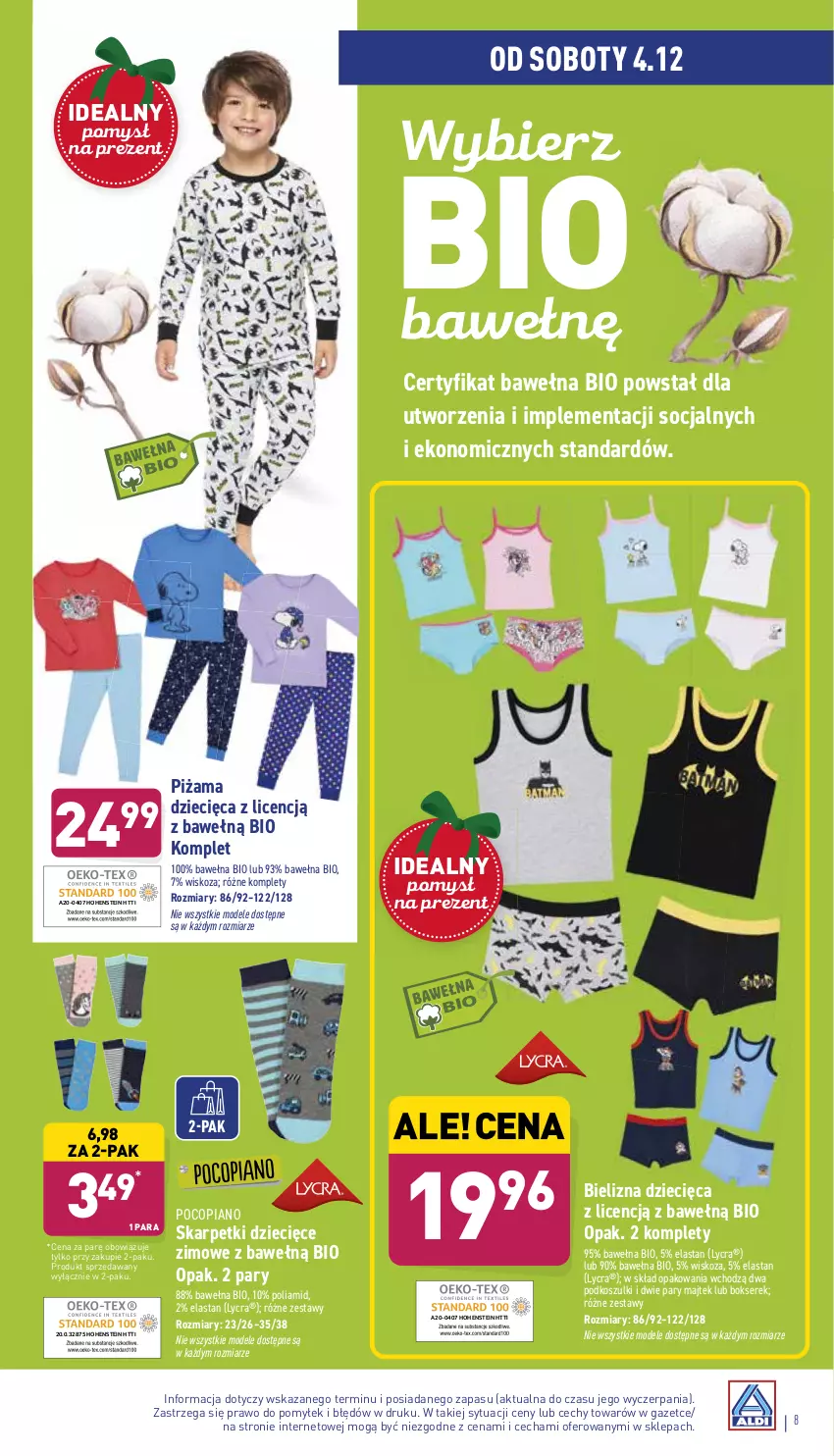 Gazetka promocyjna Aldi - Katalog Moda i Dom - ważna 01.12 do 04.12.2021 - strona 8 - produkty: Bielizna, Dzieci, Karp, Kosz, Piżama, Pocopiano, Ser, Serek, Skarpetki, Wełna