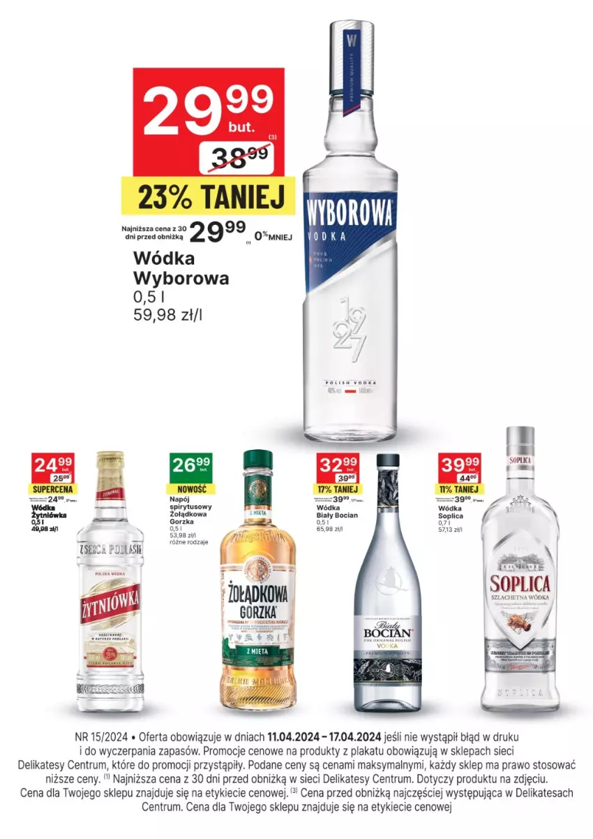 Gazetka promocyjna Delikatesy Centrum - Folder alkoholowy DC15 - ważna 11.04 do 17.04.2024 - strona 1 - produkty: Biały Bocian, Napój, Rum, Soplica, Wódka, Wyborowa