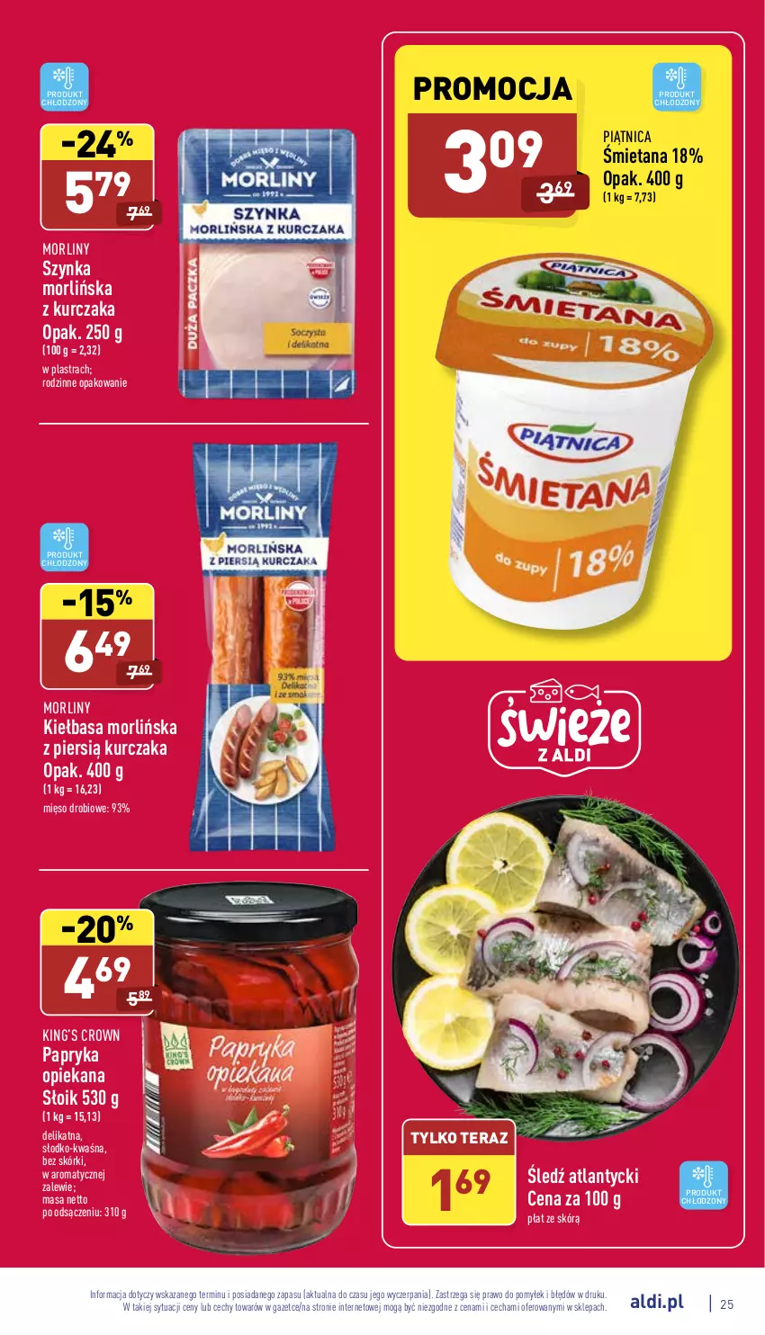 Gazetka promocyjna Aldi - Pełny katalog - ważna 28.02 do 05.03.2022 - strona 25 - produkty: Kiełbasa, King’s Crown, Kurczak, Mięso, Morliny, Papryka, Piątnica, Szynka, Tera