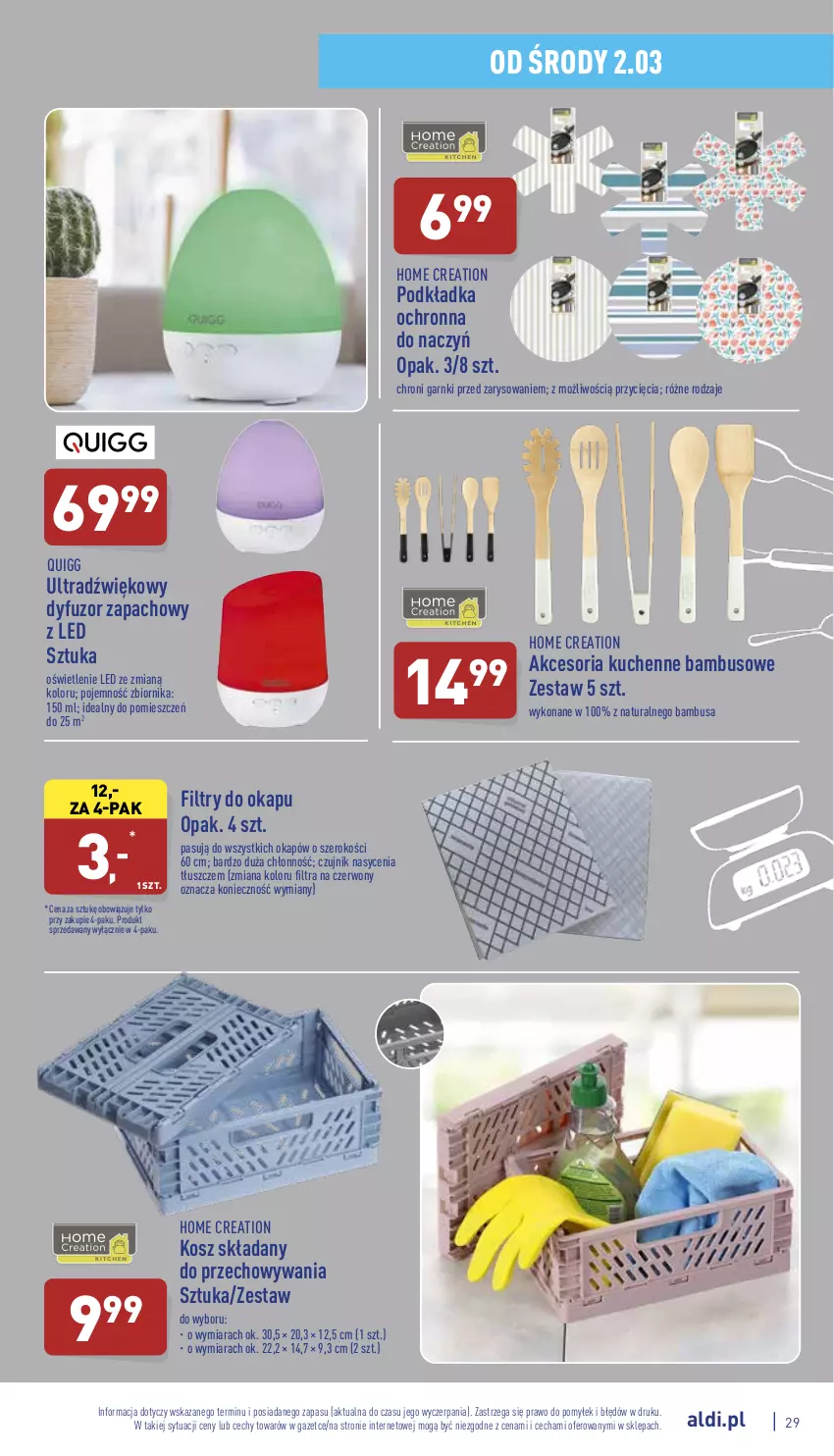 Gazetka promocyjna Aldi - Pełny katalog - ważna 28.02 do 05.03.2022 - strona 29 - produkty: Dyfuzor zapachowy, Kosz, Okap, Podkład, Podkładka