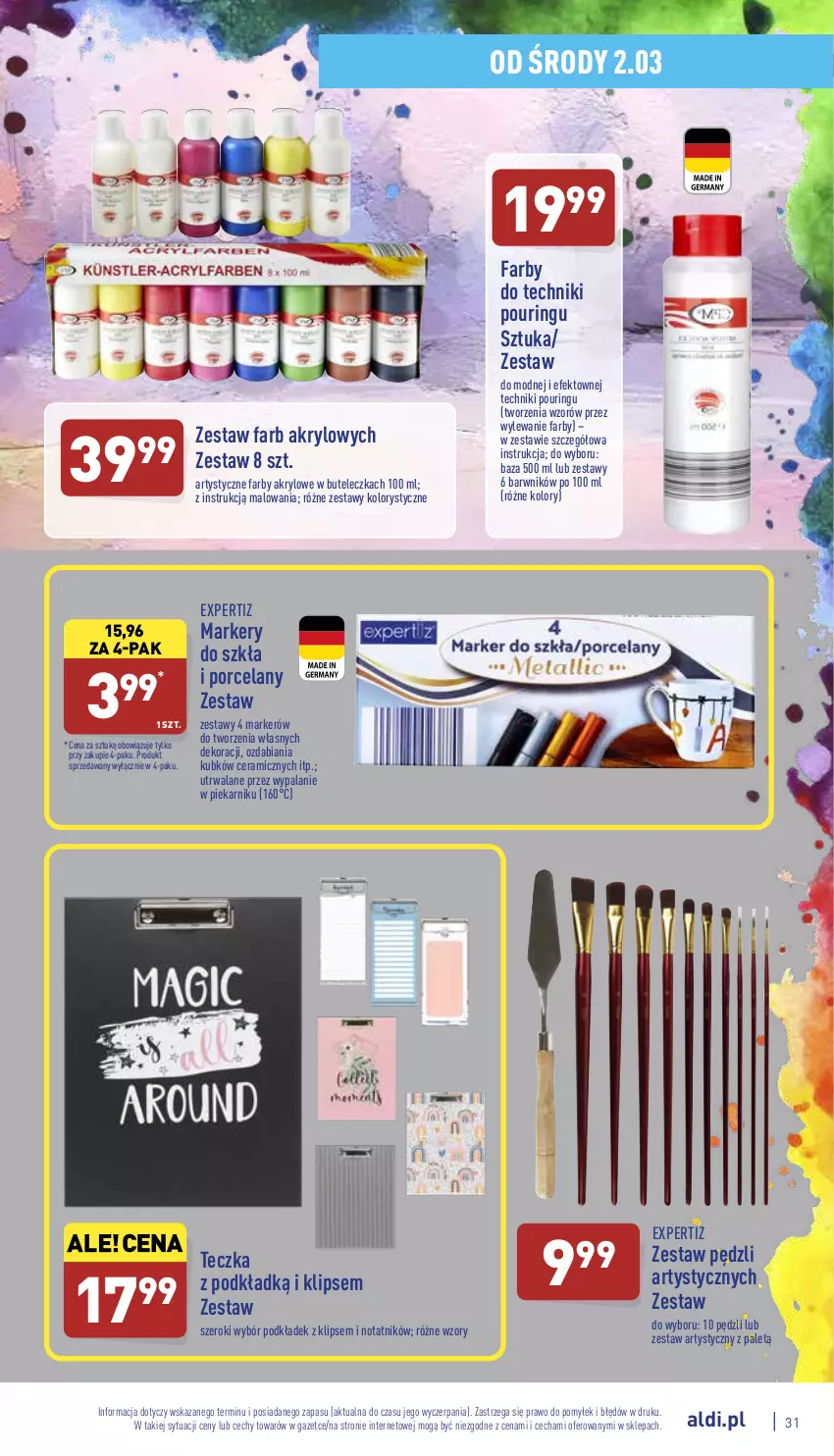 Gazetka promocyjna Aldi - Pełny katalog - ważna 28.02 do 05.03.2022 - strona 31 - produkty: Fa, Marker, Piekarnik, Podkład, Por, Zestaw pędzli