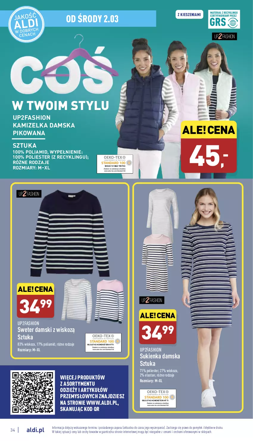 Gazetka promocyjna Aldi - Pełny katalog - ważna 28.02 do 05.03.2022 - strona 34 - produkty: Fa, Kamizelka, Sukienka, Sweter