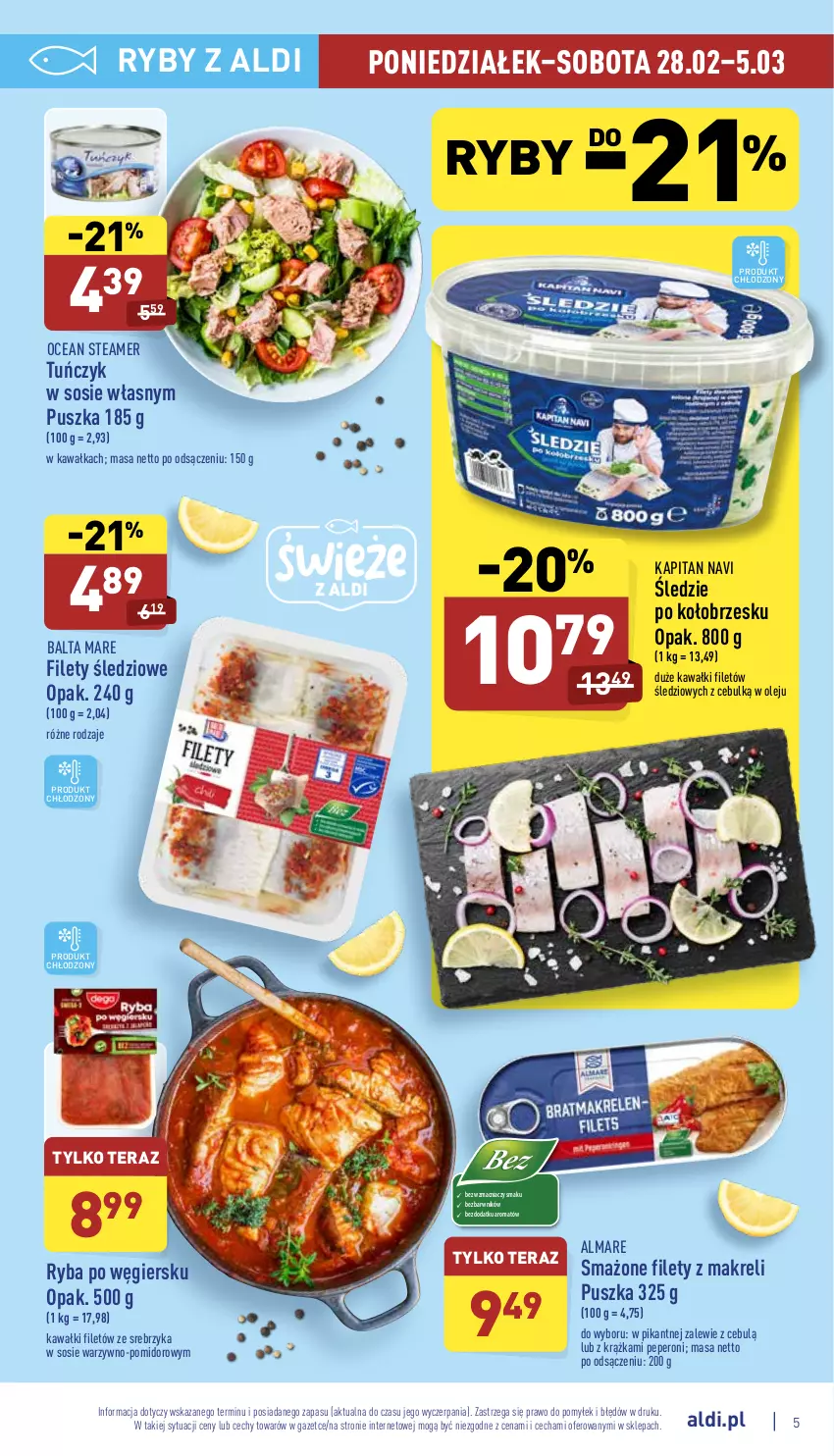 Gazetka promocyjna Aldi - Pełny katalog - ważna 28.02 do 05.03.2022 - strona 5 - produkty: Balta Mare, Kawa, Olej, Ryba, Sos, Tera, Tuńczyk