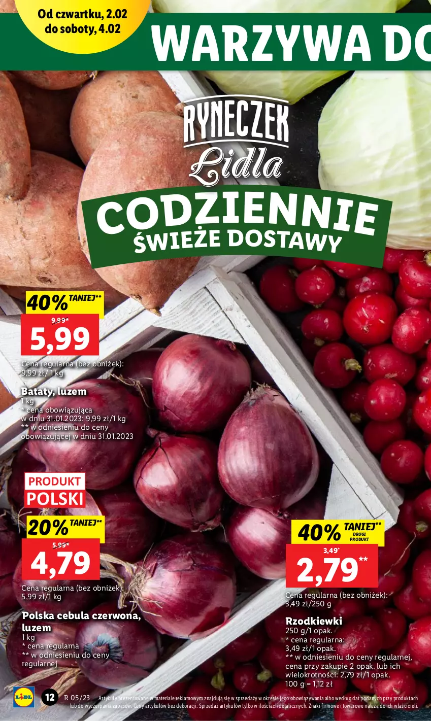 Gazetka promocyjna Lidl - GAZETKA - ważna 02.02 do 04.02.2023 - strona 12 - produkty: Cebula, Cebula czerwona, Warzywa