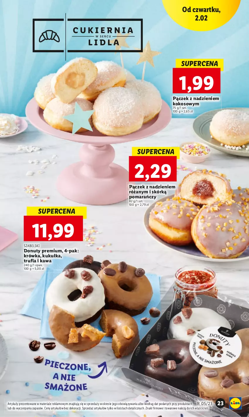 Gazetka promocyjna Lidl - GAZETKA - ważna 02.02 do 04.02.2023 - strona 23 - produkty: Donut, Kawa, Kokos, Nuty, Pączek, Róża