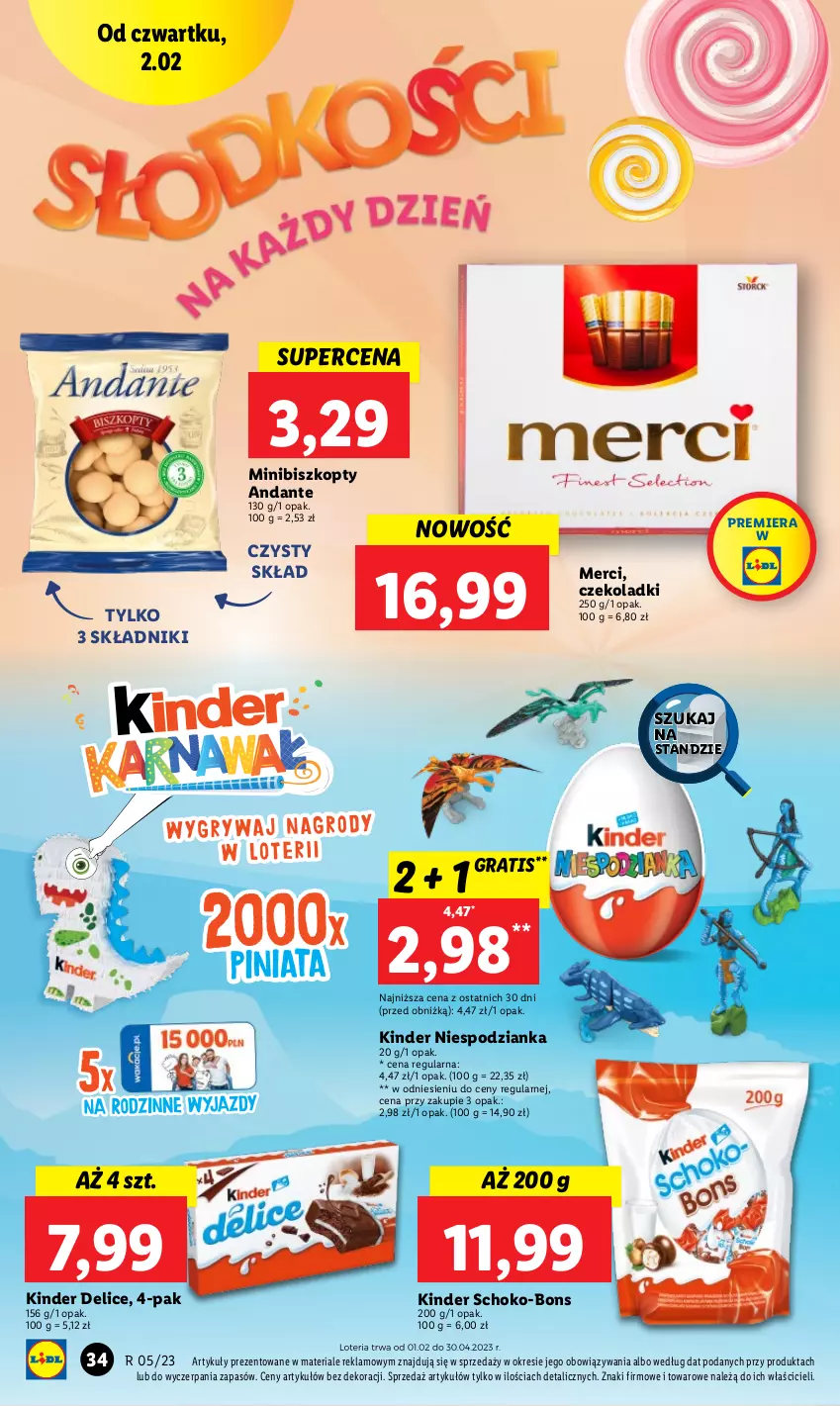 Gazetka promocyjna Lidl - GAZETKA - ważna 02.02 do 04.02.2023 - strona 34 - produkty: Biszkopty, Gra, Kinder, Merci