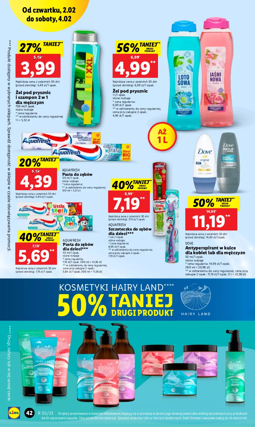 Gazetka promocyjna Lidl - GAZETKA - ważna 02.02 do 04.02.2023 - strona 46 - produkty: Antyperspirant, Aquafresh, Dove, Dzieci, Pasta do zębów, Szampon, Szczoteczka, Szczoteczka do zębów