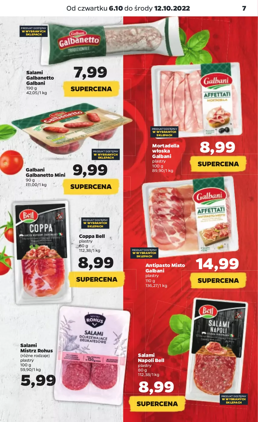 Gazetka promocyjna Netto - Artykuły spożywcze - ważna 06.10 do 12.10.2022 - strona 7 - produkty: Bell, Dell, Galbani, Mortadella, Salami